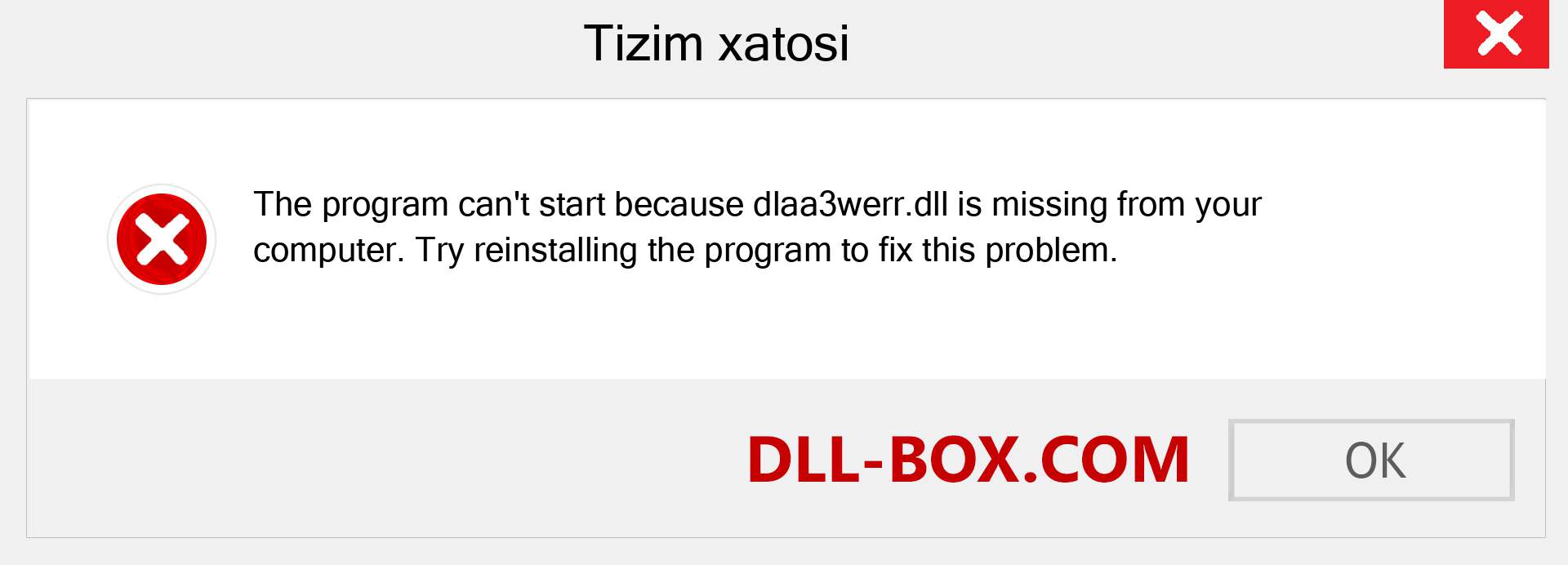 dlaa3werr.dll fayli yo'qolganmi?. Windows 7, 8, 10 uchun yuklab olish - Windowsda dlaa3werr dll etishmayotgan xatoni tuzating, rasmlar, rasmlar